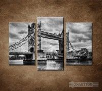 OBRAZ 3 DIELNY TOWER BRIDGE V RETRO TLE 75X50CM