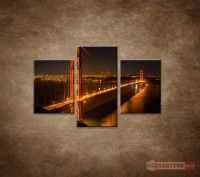 OBRAZ 3 DIELNY GOLDEN GATE BRIDGE 90X60 CM