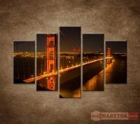 OBRAZ 5 DIELNY GOLDEN GATE BRIDGE 150X100 CM