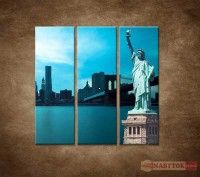 OBRAZ 3 DIELNY MANHATTAN A SOCHA SLOBODY  90X90 CM