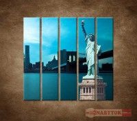 OBRAZ 5 DIELNY MANHATTAN A SOCHA SLOBODY 100X100 CM