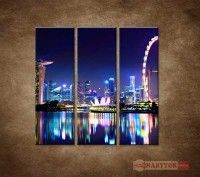 OBRAZ 3 DIELNY SINGAPUR - NON PANORMA 90X90 CM