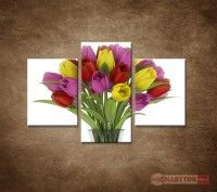 OBRAZ 3 DIELNY TULIPNY VO VZE 90X60 CM