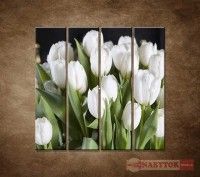 OBRAZ 4 DIELNY BIELE TULIPNY 120X120 CM