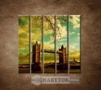 OBRAZ 5 DIELNY LONDN - TOWER BRIDGE 100X100 CM