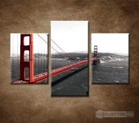 OBRAZ 3 DIELNY GOLDEN GATE BRIDGE 2 90X60 CM