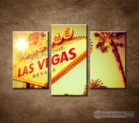 OBRAZ 3 DIELNY RETRO LAS VEGAS 75X50CM