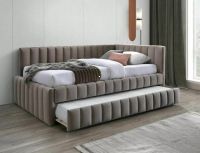 Posteľ ALFIE VELVET 120 s prístelkou, poťah: látka BLUVEL 40 tmavá béžová - ilustračný obrázok Posteľ ALFIE VELVET 120 s prístelkou, poťah: látka BLUVEL 40 tmavá béžová - ilustračný obrázok