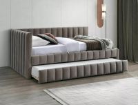 Posteľ ALFIE VELVET 120 s prístelkou, poťah: látka BLUVEL 40 tmavá béžová - ilustračný obrázok Posteľ ALFIE VELVET 120 s prístelkou, poťah: látka BLUVEL 40 tmavá béžová - ilustračný obrázok