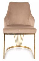 Stolička ALURE VELVET, poťah: látka BLUVEL 28 bežová/kov - zlatá, ilustračný obrázok Stolička ALURE VELVET, poťah: látka BLUVEL 28 bežová/kov - zlatá, ilustračný obrázok