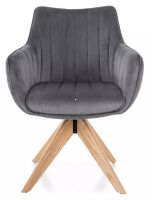 Kreslo AZALIA D VELVET, poťah: látka BLUVEL 14 sivá/drevo: dub - ilustračný obrázok Kreslo AZALIA D VELVET, poťah: látka BLUVEL 14 sivá/drevo: dub - ilustračný obrázok