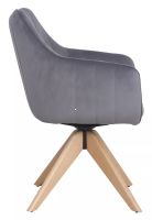 Kreslo AZALIA D VELVET, poťah: látka BLUVEL 14 sivá/drevo: dub - ilustračný obrázok Kreslo AZALIA D VELVET, poťah: látka BLUVEL 14 sivá/drevo: dub - ilustračný obrázok