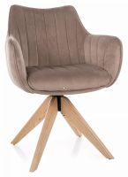 Kreslo AZALIA D VELVET, poťah: látka BLUVEL 40 tmavá béžová/drevo: dub - ilustračný obrázok Kreslo AZALIA D VELVET, poťah: látka BLUVEL 40 tmavá béžová/drevo: dub - ilustračný obrázok