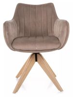 Kreslo AZALIA D VELVET, poťah: látka BLUVEL 40 tmavá béžová/drevo: dub - ilustračný obrázok Kreslo AZALIA D VELVET, poťah: látka BLUVEL 40 tmavá béžová/drevo: dub - ilustračný obrázok