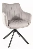 Kreslo AZALIA VELVET, poťah: látka BLUVEL 03 svetlá sivá/kov: čierna mat. - ilustračný obrázok Kreslo AZALIA VELVET, poťah: látka BLUVEL 03 svetlá sivá/kov: čierna mat. - ilustračný obrázok