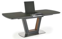 St�l BILOTTI, pl�t: tvrden� sklo + lakovan� MDF/podno�: dyhovan� MDF - orech + br�sen� nerezov� oce� - ilustra�n� obr�zok