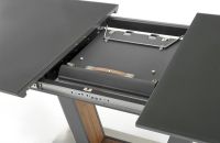 St�l BILOTTI, pl�t: tvrden� sklo + lakovan� MDF/podno�: dyhovan� MDF - orech + br�sen� nerezov� oce� - ilustra�n� obr�zok