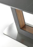 St�l BILOTTI, pl�t: tvrden� sklo + lakovan� MDF/podno�: dyhovan� MDF - orech + br�sen� nerezov� oce� - ilustra�n� obr�zok