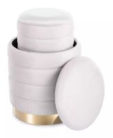 Taburetka BRITTA VELVET, poťah: látka svetlá béžová TAP 250, menšia taburetka sa dá vložiť do väčšej taburetky - ilustračný obrázok Taburetka BRITTA VELVET, poťah: látka svetlá béžová TAP 250, menšia taburetka sa dá vložiť do väčšej taburetky - ilustračný obrázok