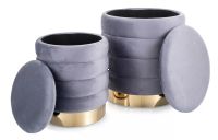 Taburetka BRITTA VELVET, poťah: látka sivá TAP 252, úložný priestor - ilustračný obrázok Taburetka BRITTA VELVET, poťah: látka sivá TAP 252, úložný priestor - ilustračný obrázok