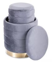 Taburetka BRITTA VELVET, poťah: látka sivá TAP 252, menšia taburetka sa dá vložiť do väčšej taburetky - ilustračný obrázok Taburetka BRITTA VELVET, poťah: látka sivá TAP 252, menšia taburetka sa dá vložiť do väčšej taburetky - ilustračný obrázok