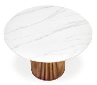 St�l BRUNO, pl�t: keramika s efektom bieleho mramoru/podno�: mas�vne drevo - orech - ilustra�n� obr�zok