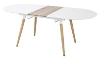 St�l CALIBER, pl�t: lakovan� MDF-biela + laminovan� MDF-dub san remo/podno�: kov s povrchovou �pravou - dub san remo - ilustra�n� obr�zok