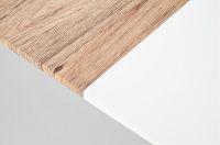 St�l CALIBER, pl�t: lakovan� MDF-biela + laminovan� MDF-dub san remo/podno�: kov s povrchovou �pravou - dub san remo - ilustra�n� obr�zok