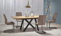 St�l CAPITAL 160, pl�t: laminovan� MDF-dub zlat�/podno�: kov s povrchovou �pravou-�ierna - ilustra�n� obr�zok
