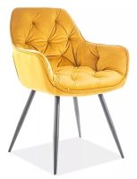 Kreslo CHERRY VELVET, poťah: látka zamatová BLUVEL 68 curry/kov: čierna mat. - ilustračný obrázok Kreslo CHERRY VELVET, poťah: látka zamatová BLUVEL 68 curry/kov: čierna mat. - ilustračný obrázok