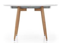 St�l EDWARD, pl�t: lakovan� MDF + dyhovan� MDF-biela/podno�: kov s povrchovou �pravou - dub medov� - ilustra�n� obr�zok