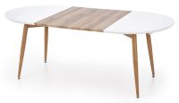 St�l EDWARD, pl�t: lakovan� MDF + dyhovan� MDF-biela/podno�: kov s povrchovou �pravou - dub medov� - ilustra�n� obr�zok