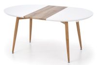St�l EDWARD, pl�t: lakovan� MDF + dyhovan� MDF-biela/podno�: kov s povrchovou �pravou - dub medov� - ilustra�n� obr�zok