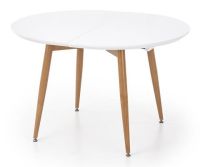 St�l EDWARD, pl�t: lakovan� MDF + dyhovan� MDF-biela/podno�: kov s povrchovou �pravou - dub medov� - ilustra�n� obr�zok
