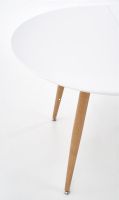 St�l EDWARD, pl�t: lakovan� MDF + dyhovan� MDF-biela/podno�: kov s povrchovou �pravou - dub medov� - ilustra�n� obr�zok