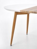 St�l EDWARD, pl�t: lakovan� MDF + dyhovan� MDF-biela/podno�: kov s povrchovou �pravou - dub medov� - ilustra�n� obr�zok