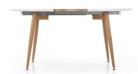 St�l EDWARD, pl�t: lakovan� MDF + dyhovan� MDF-biela/podno�: kov s povrchovou �pravou - dub medov� - ilustra�n� obr�zok