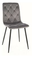 Stolička JERRY VELVET, poťah: látka BLUVEL 14 sivá/kov: čierna mat. - ilustračný obrázok Stolička JERRY VELVET, poťah: látka BLUVEL 14 sivá/kov: čierna mat. - ilustračný obrázok