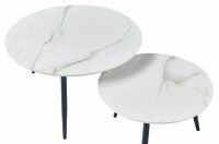 Konferenčný stolík KORA D, farba: biela s mramorovým efektom/kov: čierna mat.-ilustračný obrázok Konferenčný stolík KORA D, farba: biela s mramorovým efektom/kov: čierna mat.-ilustračný obrázok