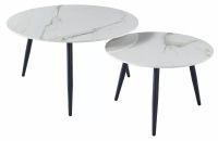 Konferenčný stolík KORA D, farba: biela s mramorovým efektom/kov: čierna mat.-ilustračný obrázok Konferenčný stolík KORA D, farba: biela s mramorovým efektom/kov: čierna mat.-ilustračný obrázok