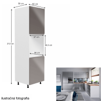 kuchynsk linka AURORA D60P skria potravinov - rozmery, farba: korpus biely / dvierka siv lakovan extra vysok lesk HG, ilustran obrzok
