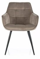 Kreslo LILIA VELVET, poťah: látka BLUVEL 40 tmavá béžová/kov: čierna mat. - ilustračný obrázok Kreslo LILIA VELVET, poťah: látka BLUVEL 40 tmavá béžová/kov: čierna mat. - ilustračný obrázok