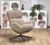 Kreslo LOBSTER, po�ah: l�tka HAGA 30 b�ov�/ekoko�a mokka/kov s povrchovou �pravou - �ierna - ilustra�n� obr�zok