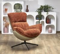 Kreslo LOBSTER, po�ah: l�tka HAGA 44 �korica/ekoko�a mokka/kov s povrchovou �pravou - �ierna - ilustra�n� obr�zok