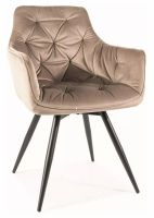 Kreslo MANGO VELVET, poťah: látka BLUVEL 40 tmavá béžová/kov: čierna mat. - ilustračný obrázok Kreslo MANGO VELVET, poťah: látka BLUVEL 40 tmavá béžová/kov: čierna mat. - ilustračný obrázok