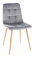 Stolička MILA D VELVET, poťah: látka BLUVEL 14 sivá/kov - dub - ilustračný obrázok Stolička MILA D VELVET, poťah: látka BLUVEL 14 sivá/kov - dub - ilustračný obrázok