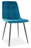 Stolička MILA VELVET, poťah: látka BLUVEL 85 tyrkysová/kov - čierna mat. - ilustračný obrázok Stolička MILA VELVET, poťah: látka BLUVEL 85 tyrkysová/kov - čierna mat. - ilustračný obrázok