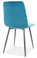 Stolička MILA VELVET, poťah: látka BLUVEL 85 tyrkysová/kov - čierna mat. - ilustračný obrázok Stolička MILA VELVET, poťah: látka BLUVEL 85 tyrkysová/kov - čierna mat. - ilustračný obrázok
