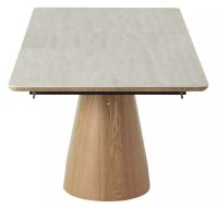 St�l MONACO 160, farba: b�ov� matn� travert�n/pr�rodn� dub - ilustra�n� obr�zok