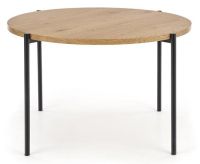 St�l MORGAN, pl�t: dyhovan� MDF + laminovan� MDF-dub zlat�/podno�: z lakovanej ocele �iernou pr�kovou farbou - ilustra�n� obr�zok